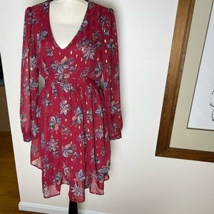 Miami Brand Maroon Gold Floral Dress